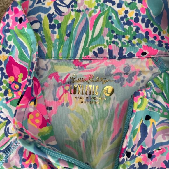 Lilly Pulitzer Luxletic Hadlee Jacket Large Floral Preppy UPF 50+ Stretch Tennis - Picture 2 of 6